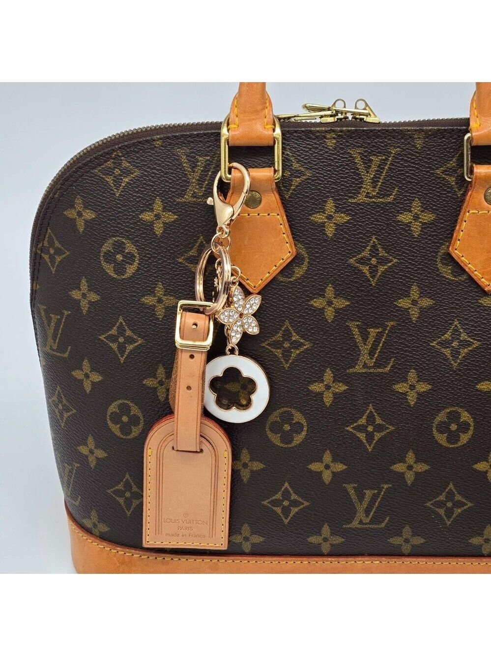 Authentic Louis Vuitton Luggage Tag with Unbranded Keycharm, Keychain 15-120825